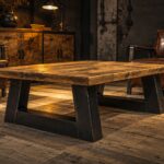 Loftowy stolik kawowy DELTA MINI – drewno i stal | Loft Shop Manufacture
