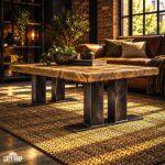 Loftowy stolik kawowy ze stali i drewna Little TWIN | Loft Shop Manufacture