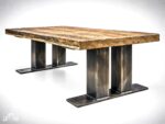 Loftowy stolik kawowy ze stali i drewna Little TWIN | Loft Shop Manufacture - obrazek 3