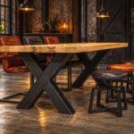 Stół loftowy X-FRAME – drewno i stara stal | Loft Shop Manufacture