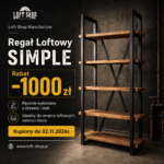 Regał industrialny SIMPLE – lite drewno i stal | Loft Shop Manufacture