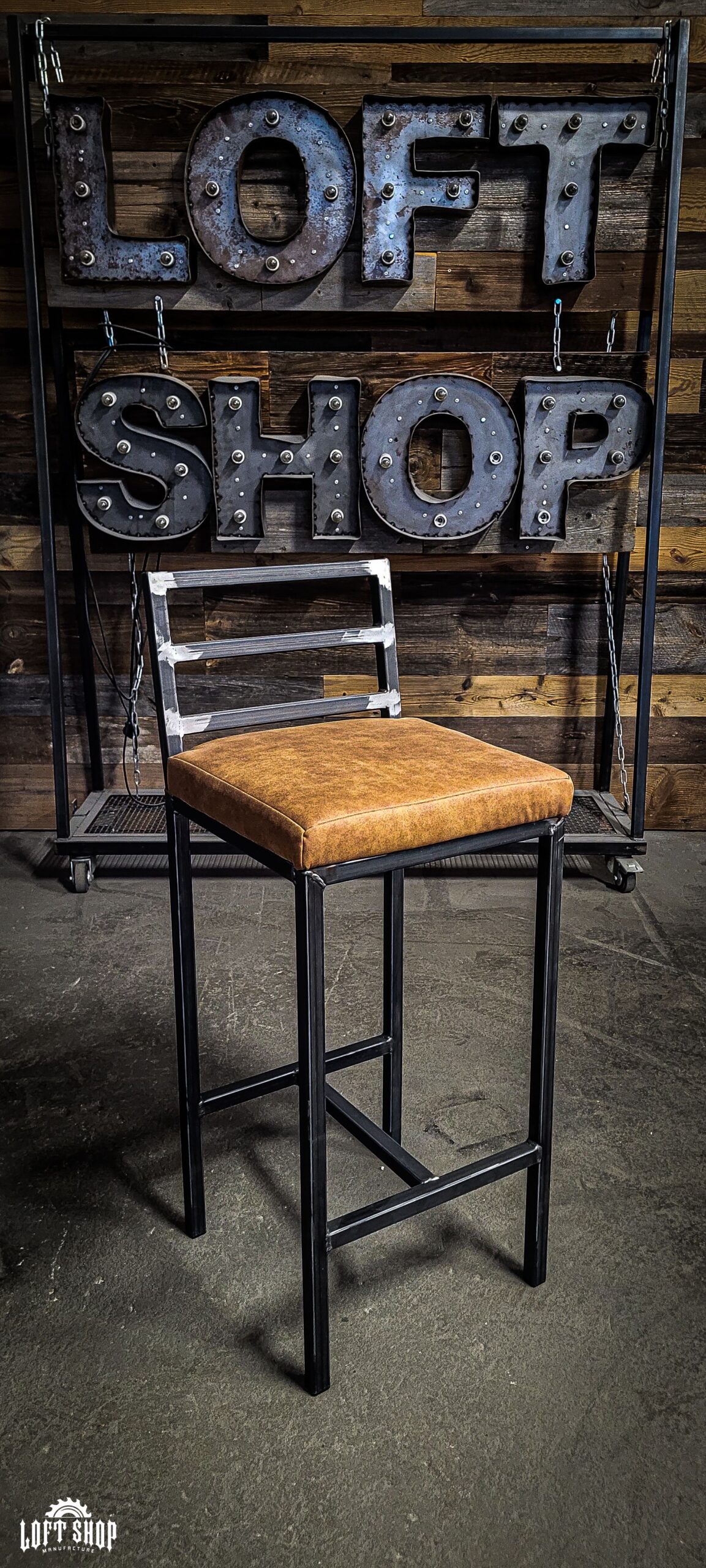 simple_tap_1 Loft stool SIMPLE upholstered industrial stool - Image 1