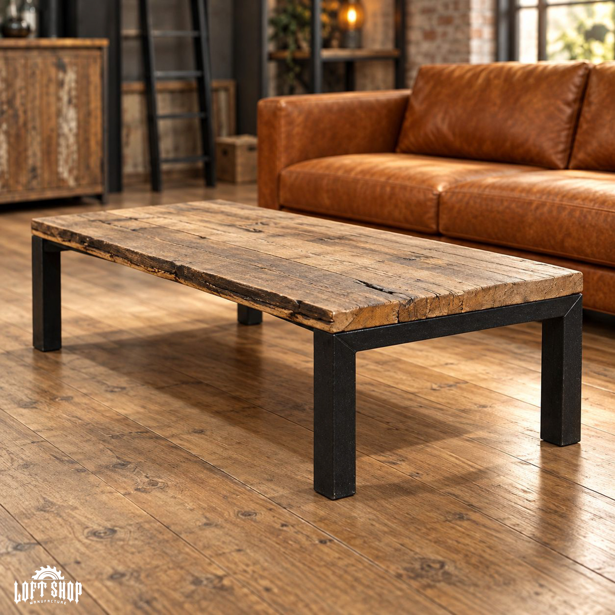 small_1-2 Loftowy stolik kawowy SMALL – drewno i stal | Loft Shop Manufacture - obrazek 1