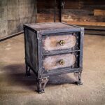 loftowa szafka nocna z surowej stali styl industrialny