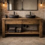 Szafka łazienkowa MONTANA z litego drewna | Loft / Industrial