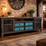 Szafka RTV New Orlean Loft Industrialna ze Stali i Starego Drewna | Handmade