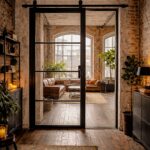 Przesuwne drzwi loftowe ze stali i szkła - ręcznie wykonane na wymiar