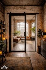 Przesuwne drzwi loftowe ze stali i szkła - ręcznie wykonane na wymiar