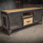 Szafka RTV loftowa HOGWART – stal i drewno | Industrialna szafka TV