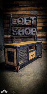 Szafka RTV loftowa HOGWART – stal i drewno | Industrialna szafka TV - obrazek 3