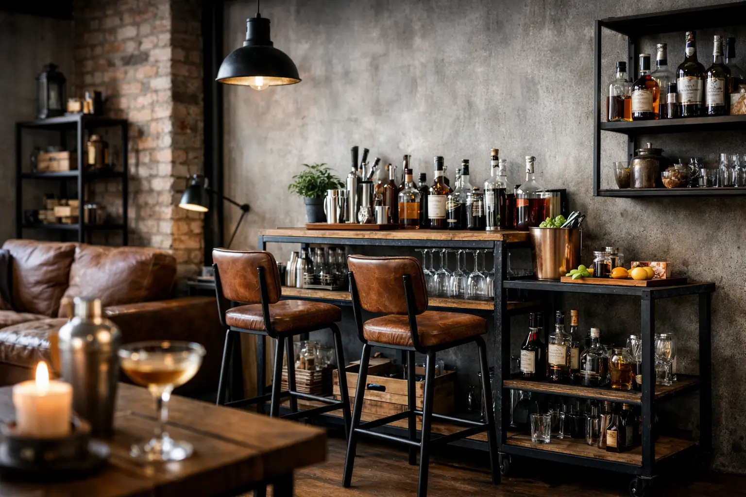 7 inspiracji na barek domowy w stylu loft