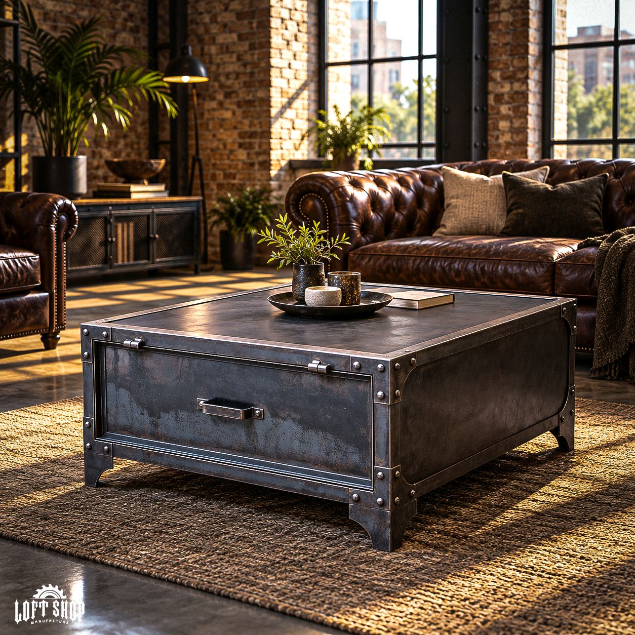 tx_austin_chest_1 Industrialny stolik kawowy ze schowkiem TX AUSTIN CHEST | 60/60cm, 80/80cm, 100/100cm | Loft Shop Manufacture - obrazek 1