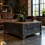 Industrialny stolik kawowy ze schowkiem TX AUSTIN CHEST | 60/60cm, 80/80cm, 100/100cm | Loft Shop Manufacture - obrazek 3