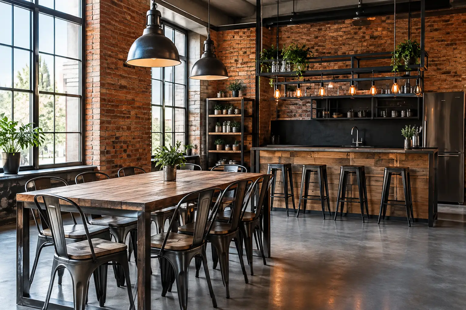 Wyposażenie lokalu w stylu industrialnym